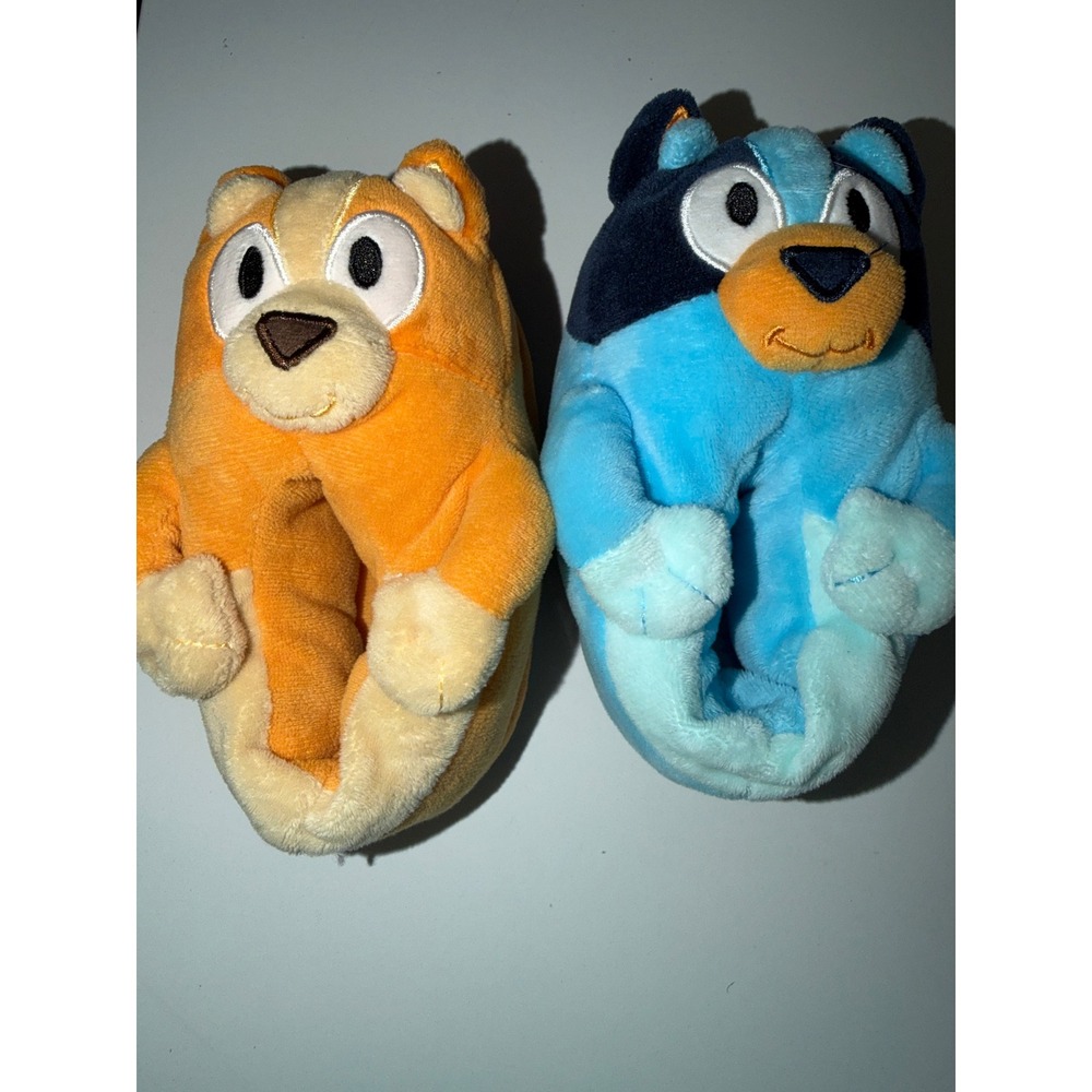 Bluey and Bingo Toddler Plush Slippers Blue Orange Size 7/8 House Shoes